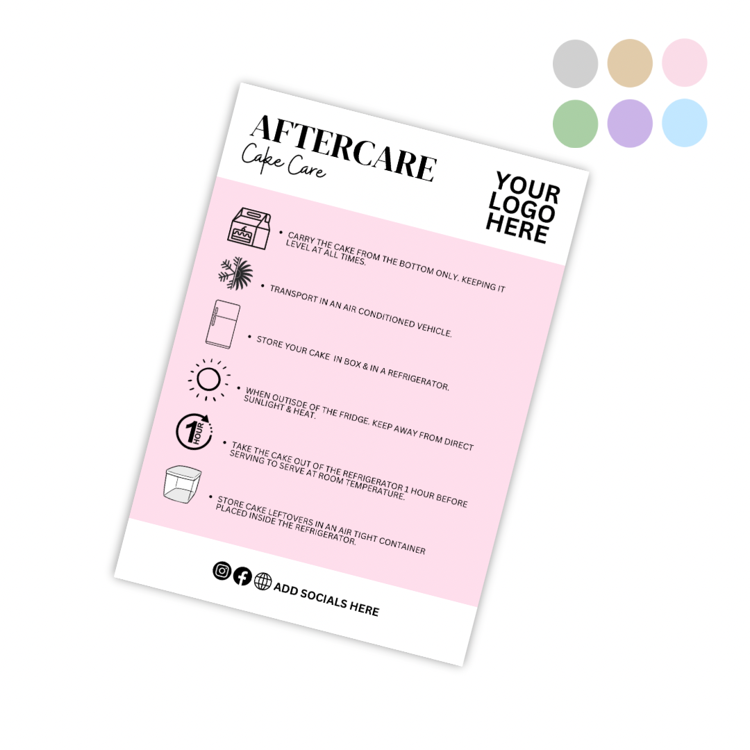 Client Cake Care Aftercare Cards